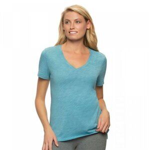 Felina Women's V-Neck Slub Knit Tee (Marine Blue, Large)